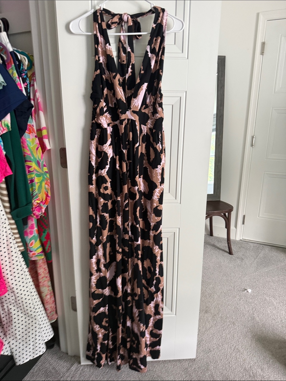 NWT Diane Von Furstenberg for Target Black & Blush Animal Print Maxi Jumpsuit